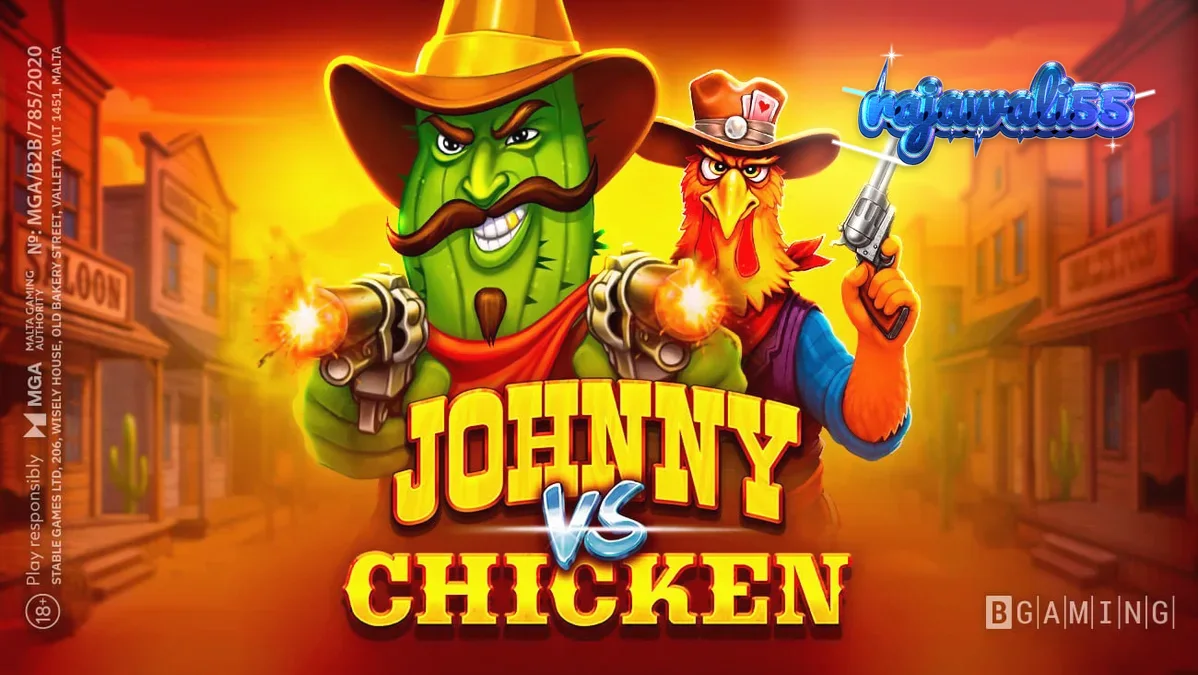 Tampilan visual slot Johnny vs Chicken dengan nuansa Wild West yang ikonik